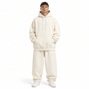 Premium <b>Men</b> Hooded Tracksuit Set Full Length Cotton Sweatshirt and Jogger Pants with Side Pockets Casual Autumn Wear - Product Image 3