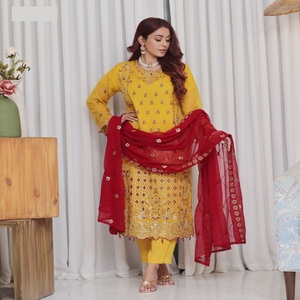 ชุดเดรสชีฟอง3ชิ้นสำหรับเด็กผู้หญิงชุดกระโปรงสไตล์อินเดียสำหรับงานปาร์ตี้ - Product Image 3