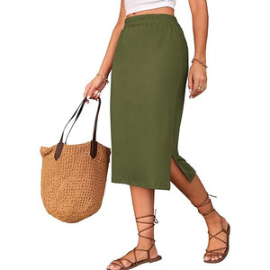 Jupe droite grande taille pour femme, extensible et confortable, idéale pour le bureau, coupe droite, taille haute - Product Image 1