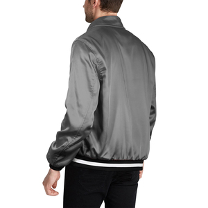 Casual Wear Windproof Satin Bomber <b>Jacket</b> Gray Color Full Sleeve Thick Coated Outdoor Polyester Satin <b>Jacket</b> For Men'<b>s</b> - Product Image 2