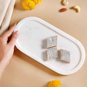 White Resin Oval Shape Decorative Serving <b>Platters</b> Flatware Resin Food Serving Tray Candy Plate Resin Dinnerware Serving Trays - Product Image 4