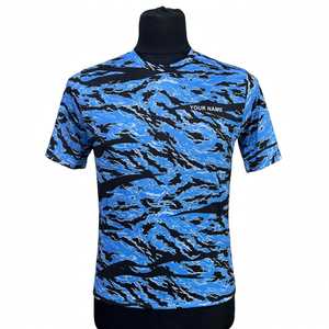 Unisex Blue Black Animal Camo Sublimation <b>T</b>-<b>Shirt</b> Short Sleeve Breathable Hunting Tops Summer Front Logo 100% Polyester - Product Image 4