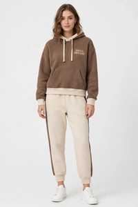 Ensemble de survêtement unisexe en molleton 100 % coton écologique avec capuche et pantalon de jogging, coupe décontractée, tenue d'hiver - Product Image 3