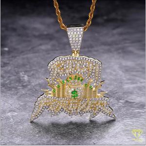 Collar de Hip Hop con Colgante 'Rich Forever' con Diamantes de Moissanita, Chapado en Oro, Joyería de Lujo, Regalo - Product Image 4