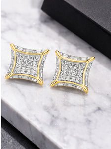 Boucles d'oreilles clous SHRAMAN DIAMOND en or 10K rhodié, design tendance, halo de diamants de laboratoire, fermoir à vis, pour mariage et fiançailles - Product Image 4