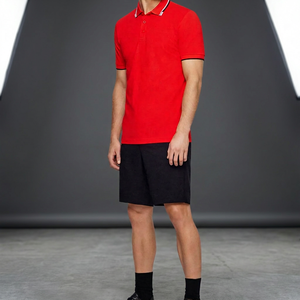 Men New Fashion T- Shirts Men Shorts Twins Set 2 Piece Trending Fashionable Plus Size Polo Shirt Red Color And Black Color Short - Product Image 4