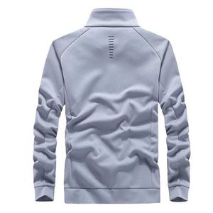 Survêtement personnalisé pour homme – Tenue de sport décontractée à manches longues avec fermeture éclair frontale, logo blanc et noir, en polyester, coupe adulte, idéal pour le printemps - Product Image 2