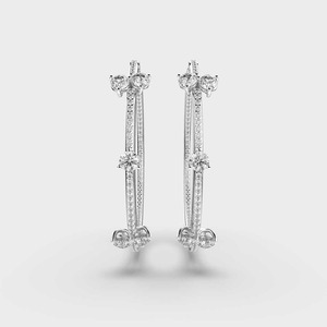 IGI Certified Lab Grown Round Diamond Station <b>Hoop</b> <b>Earrings</b> <b>Solid</b> 925 Sterling <b>Silver</b> Diamond <b>Hoop</b> <b>Earrings</b> - Product Image 1