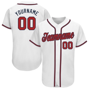 Maillot de baseball personnalisé blanc et bleu marine pour l'industrie manufacturière en gros - Product Image 1