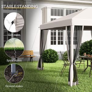 Outdoor 10 X 10 Beige <b>Canopy</b> Pop-Up <b>Tent</b> with 4 Mesh Sidewalls Instant Setup for Party Events - Product Image 6