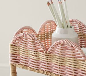 Premium rattan wall shelf with an elegant shape, handcrafted from natural materials, ideal for stylish kids’ <b>spaces</b>. - Product Image 5