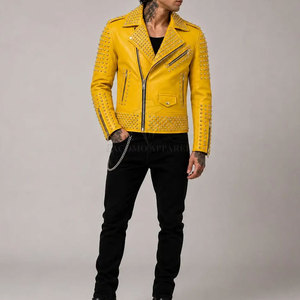 Pakistan Made Modern Men <b>Rhinestone</b> Winter Leather <b>Jacket</b> Motorcycle Biker Zip Front <b>Rhinestone</b> Fashion Outerwear - Product Image 5