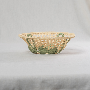 Cesta de Almacenamiento Redonda de Mimbre Natural Tejida a Mano con Patrón en Espiral Verde, Linda Decoración para el Hogar - Product Image 2