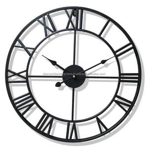 Reloj de pared de metal, decorativo para el hogar, antiguo estilo rural, hierro desgastado, número romano, reloj grande de cuarzo - Product Image 5