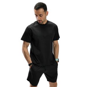 T-shirt à manches courtes pour homme, gris anthracite, col rond, uni, basique, décontracté, couleur unie, haut à manches courtes, simple, pour tous les jours - Product Image 1