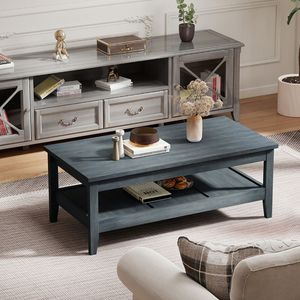 <b>Rustic</b> Farmhouse <b>Coffee</b> <b>Table</b> with Thickened Top for Cocktail Centers - Product Image 2