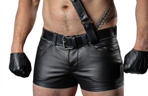 Pantalones Cortos Clásicos de Cuero Genuino para Hombre, Primera Capa, Gruesos, de Alta Calidad, Estilo Urbano, Moda Gay - Product Image 3
