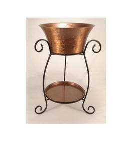 Bañera para Bebidas de Cobre Antiguo de Primera Calidad con Soporte Decorativo de Hierro |   Cubo de Hielo para Vino y Champán - Product Image 4