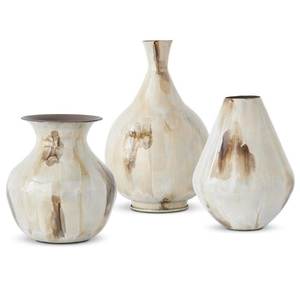 Contemporary Handmade Metal Tabletop Vases <b>Set</b> of 3 <b>Artistic</b> Finish Decorative Home Accent - Product Image 1