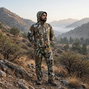 Ensemble de chasse camouflage respirant personnalisé, veste et pantalon de chasse en plein air, imperméable, tactique, polyester, pour adultes - Product Image 1