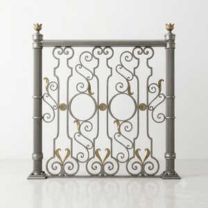 Rampe d'escalier murale traditionnelle en fer forgé ; résistante à la rouille, facile à assembler, avec un élégant motif festonné. - Product Image 1