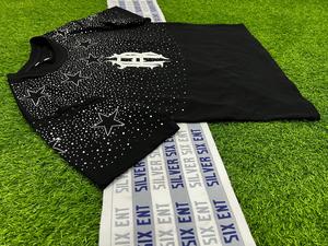 เสื้อยืดลำลองผู้ชายและผู้หญิงแบบใหม่ ประดับเพชรเทียม ผ้าฝ้าย 100% ทรงโอเวอร์ไซส์ รับสั่งทำไซส์และดีไซน์ - Product Image 3