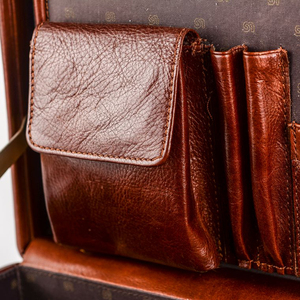 Maletín Clásico de Cuero Genuino Marrón con Cierre de Hebilla para Hombre, Uso Profesional, Estuche Rígido de Lujo - Product Image 6