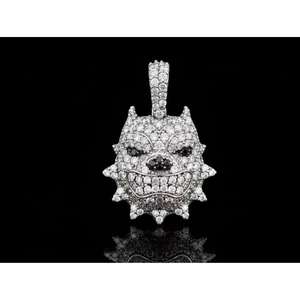 Pendentif Hip Hop Iced Out Bouledogue en Or 10K 14K avec Diamants, Visage de Chien, Chaîne Statement pour Homme, Bijoux - Product Image 1