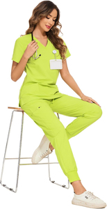 Women's Scrub Nursing Spa Uniform <b>Set</b> Breathable Hospital Scrubs Uniform Custom Scrubs Stretch Spandex Medical Uniform - Product Image 6