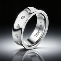 Bague en titane avec zircone ronde claire dispersée, alliance de mariage bombée polie de 8 mm pour homme, bijoux classiques pour homme en gros