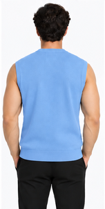 Pull sans manches en maille de laine mélangée pour homme, col rond, logo personnalisé sur le devant, chaud pour l'hiver, haute qualité, vente en gros de tricots - Product Image 2