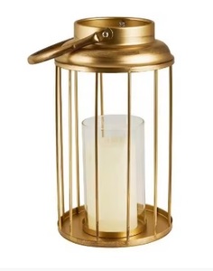 Creative Gold Metal & Glass Hanging Tealight Candle Holder Handmade <b>Brass</b> Geometric Tabletop <b>Lantern</b> For Home Wedding & Events - Product Image 2