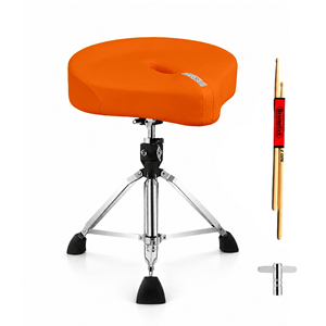 Soporte de batería de 5 piezas DT AH ORG naranja con asiento acolchado giratorio y ajustable de cuero sintético para práctica y escenario - Product Image 1