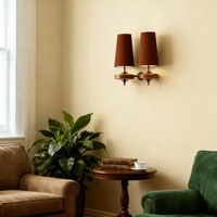 Lampe murale vintage française en bois massif, lampe de chevet rétro de luxe pour chambre à coucher, lumière d'ambiance pour mur de fond de salon