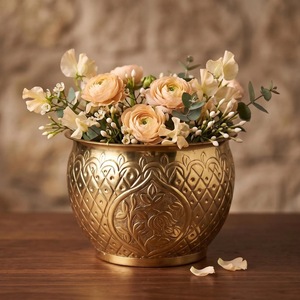 Durable Eco-Friendly Brass Metal Hammered Modern Customized Flower <b>Pot</b> Planter Vase Plant <b>Stand</b> ILAHI's ICOMP-13331 1kg Not - Product Image 2