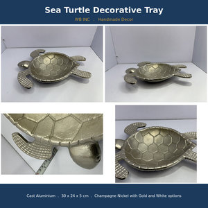 Bandeja Decorativa de Tortuga Marina Pulida en Bronce, Plato para Joyas y Anillos, Decoración Costera para el Hogar, Bandeja de Servicio para Fiestas - Product Image 2