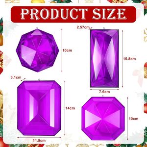 Set di 4 Decorazioni Natalizie da Appendere, Rettangolari in Acrilico con Glitter, 10 cm e 16 cm - Product Image 2