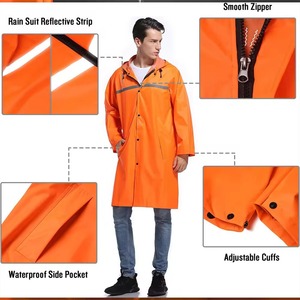 Veste de pluie longue pour homme sur mesure OEM, vêtement de travail imperméable, veste de pluie à capuche avec fermeture à boutons, coupe-vent - Product Image 5