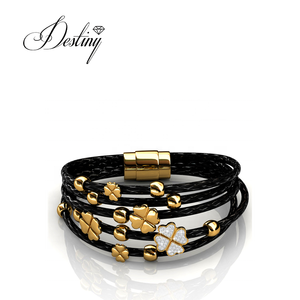 Nueva <span class=keywords><strong>pulsera</strong></span> floral de moda Daisini adornada con cristales de <span class=keywords><strong>Swarovski</strong></span> <span class=keywords><strong>Pulsera</strong></span> chapada en oro de 18 quilates para fiesta - Product Image 3