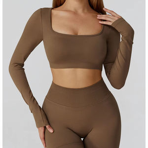 Camiseta Deportiva de Manga Larga para Mujer, Diseño Nuevo, Cuello Cuadrado sin Costuras, Espalda Descubierta, Ajustada, para Yoga, Fitness y Actividades al Aire Libre - Product Image 5