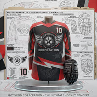 Jersey Hoki Es Moto End Corporation Pria, Sublimasi, Lengan Panjang, Bahan Polyester Mesh Penyerap Keringat, Ukuran Dewasa, Regular Fit