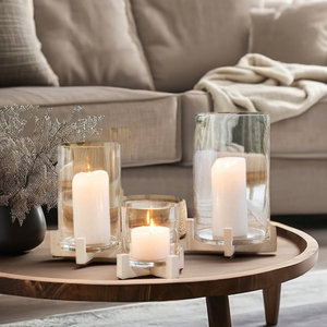 Porte-bougie en aluminium avec couvercle en verre - Product Image 1