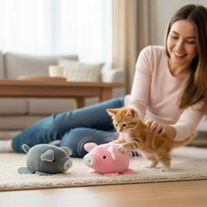 YOMMY Giocattoli Vibranti per Gatti da 10 cm, 10 Modelli, Simulatore di Prede a Carica Manuale, Giocattoli Interattivi per Animali Domestici con Movimento - Product Image 5