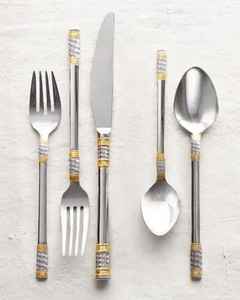 Juego de Cubiertos de Acero Inoxidable de Lujo con Mango Trenzado, Tenedor, Cuchara y Cuchillo, Vajilla Moderna para Mesa de Comedor, Utensilios de Cocina - Product Image 3