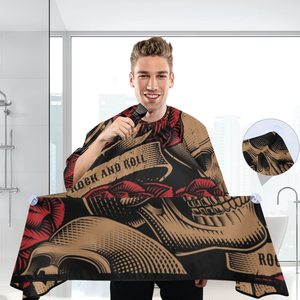 HYSAF APPARELS CO Capa de Peluquería Impermeable 64x56 con Cierre de Clip Metálico, Estampado de Calavera y Rosas, Capa de Peluquería Impermeable, Capa de Barbero - Product Image 5