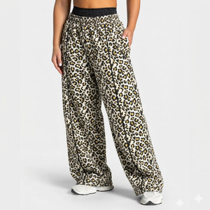 Conjunto Deportivo de Dos Piezas para Mujer, Sudadera con Capucha de Felpa con Estampado de Leopardo Blanco y Amarillo, Pantalones Jogger de Pierna Ancha, Ropa Casual para Mujer - Product Image 5