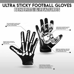 Gants de football américain pour wide receiver, adhérence en silicone super collante, légers, respirants, fermeture auto-agrippante, personnalisables - Product Image 5
