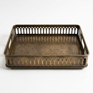 Bandeja de Consola de Latón Antiguo Hecha a Mano de 46 cm, Rampa de Altura Completa con Perforaciones, Riel de Galería, Bandeja Decorativa para el Hogar, ¡Venta Caliente! - Product Image 1