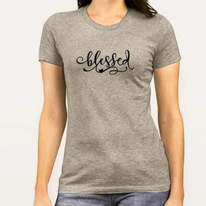 Camiseta de algodón cristiana con serigrafía personalizada para mujer, diseños de Jesús, camisetas gráficas personalizadas con cuello redondo, camisetas casuales. - Product Image 3