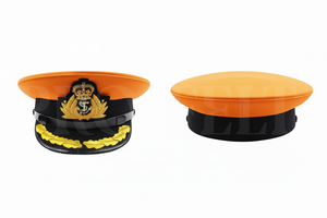 Customized Color Wool Blend Visor Cap Classic Uniform Style Embroidered Badge Design Adjustable Flat Top Headwear for <b>Men</b> - Product Image 3